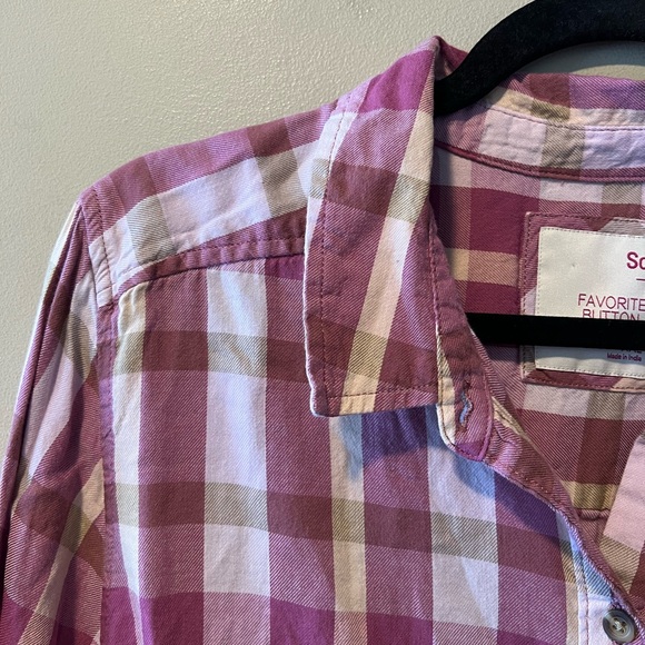 So Favourite Button-Down Shirt, Multi Purple Tones & Beige & Cream Plaid - Picture 3 of 10